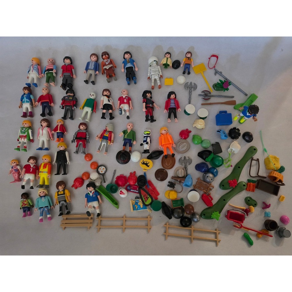 Playmobil Kids Vintage Action Figure & Accessory Lot Pirates Soccer Space Mixed